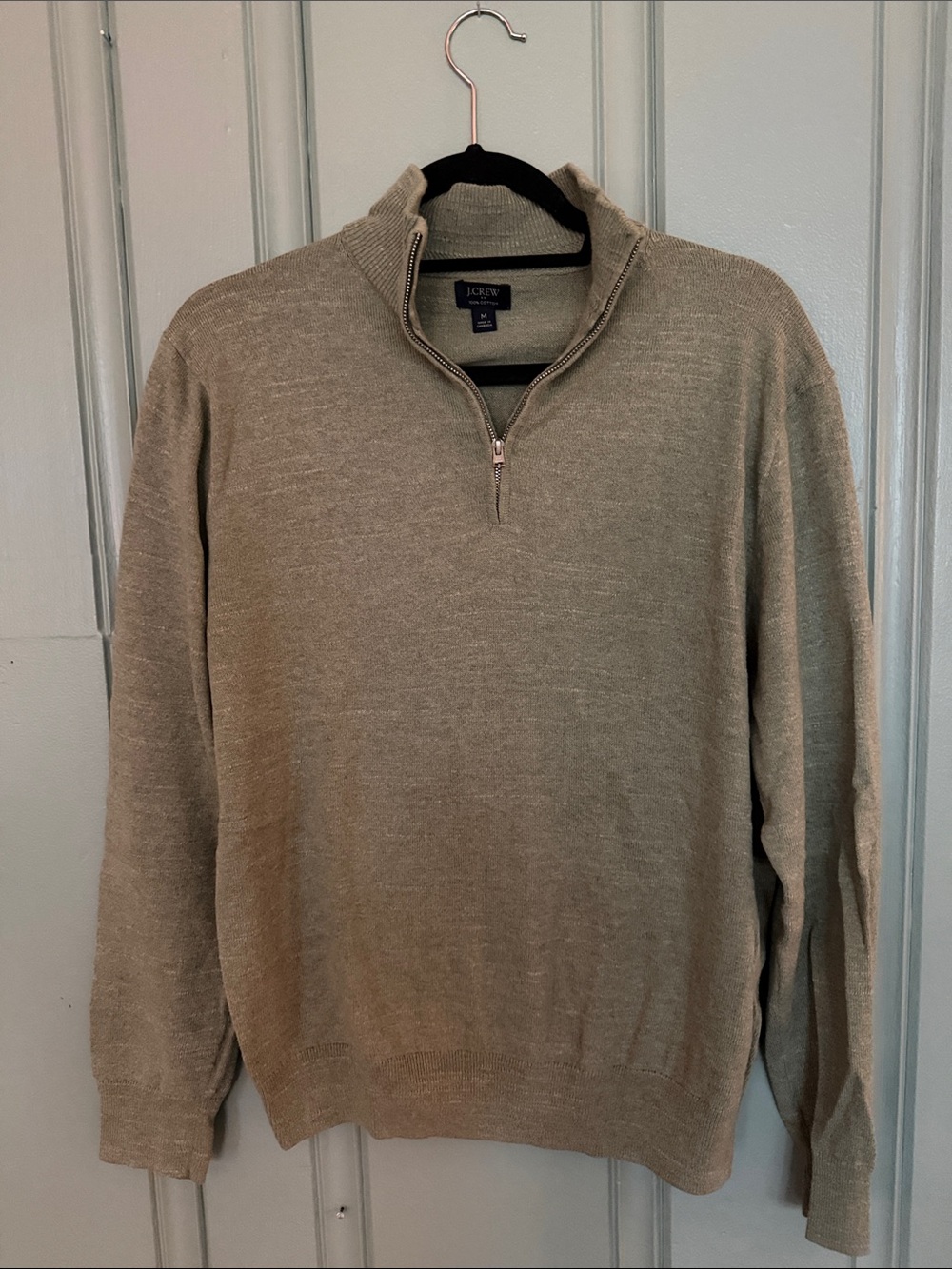 J. Crew Men’s Half-Zip Sweater in light Olive Green